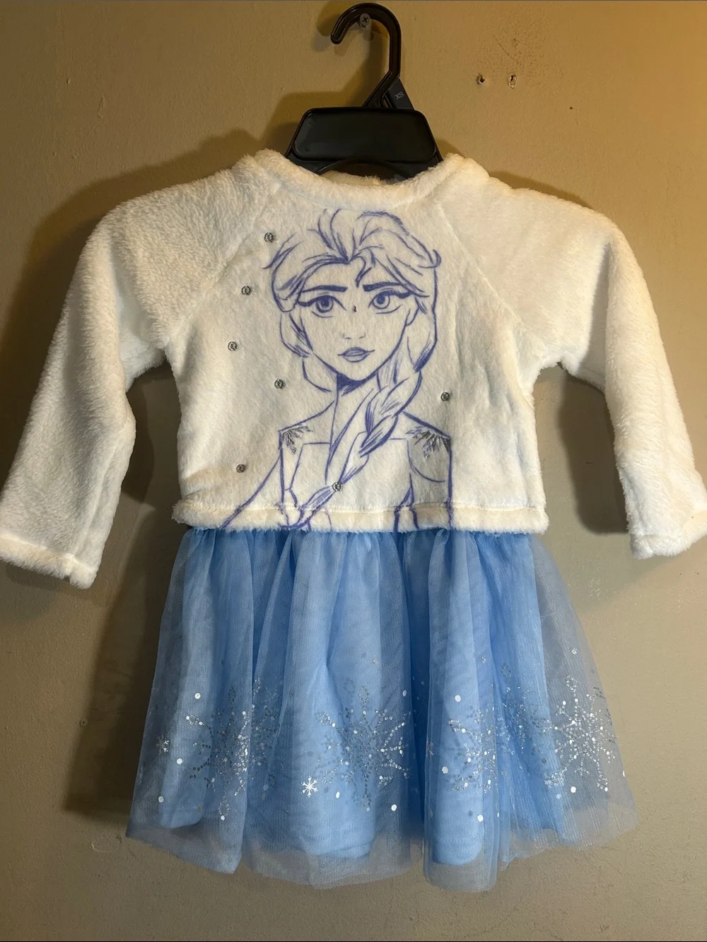 Girls Disney Frozen Two White & Light Blue Elsa Tulle Dress 4T.